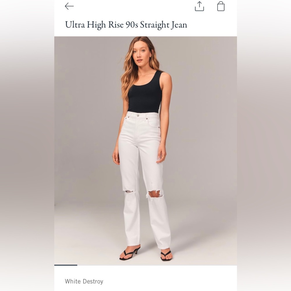 Abercrombie and Fitch, White, Ultra High Rise 90s Straight Jean